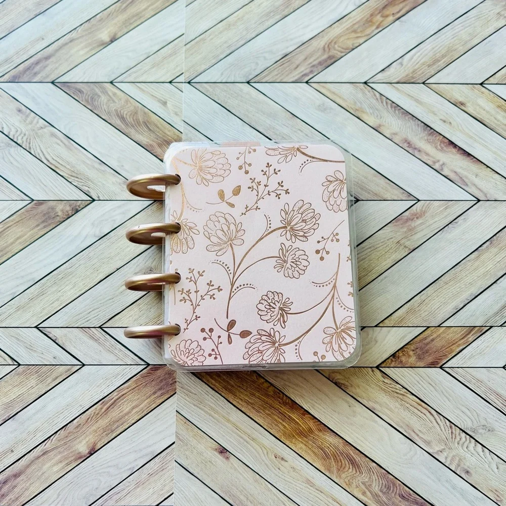 Happy planner micro size notes monthly and weekly layout Rose Golg Quartz floral
